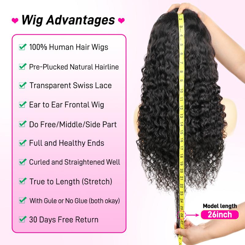 FORGIRLFOREVER 13x6 Water Wave Wig Human Hair Pre Plucked Transparent Lace Frontal Wig Brazilian Water Wave Human Hair Lace Front Wig For Women