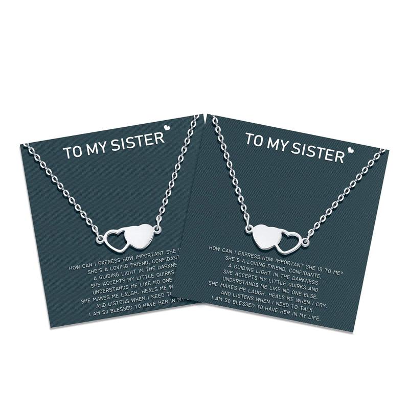 Sisters Necklace Best Friend Friendship Heart Matching Necklaces for 2 3 4 Women