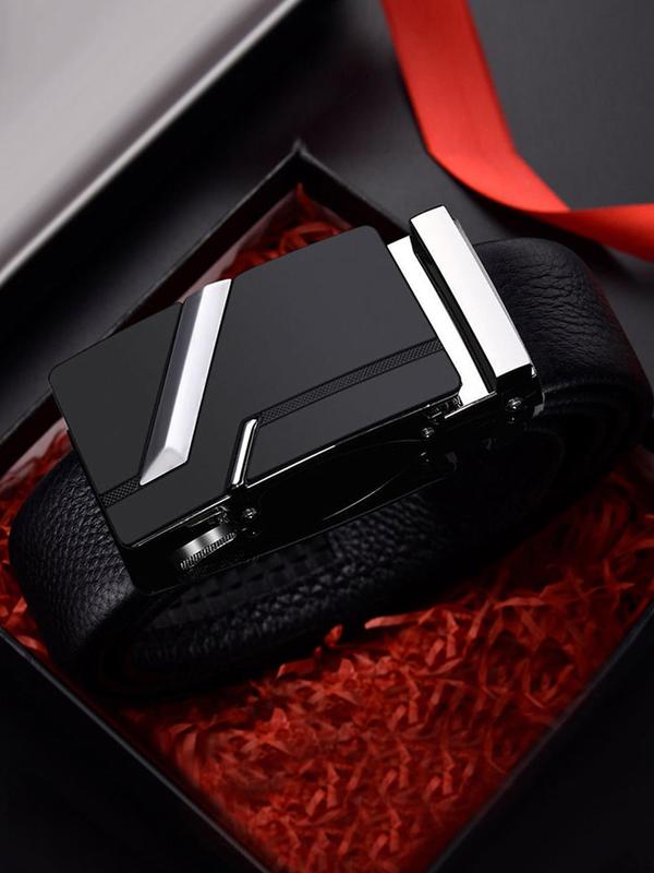 Men's Automatic Buckle Business Belt, Casual PU Leather Belt, Minimalist Belt For Young People, Without Box