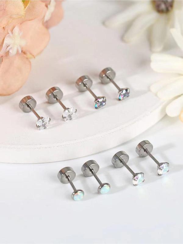 Simple Fashion Rhinestone & Faux Pearl Decor Stud Earrings, Fashion Jewelry for Party, Daily Decor, Trendy All-match & Exquisite Jewelry for Birthday Gift