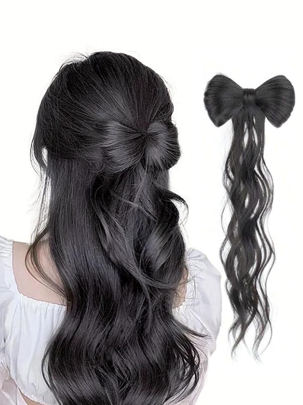 Bow Decor Body Wavy Synthetic Hair Extension, Natural Looking Striking Fluffy Hair Piece for Women, Synthetic Hair Extensions for Daily & Party Use