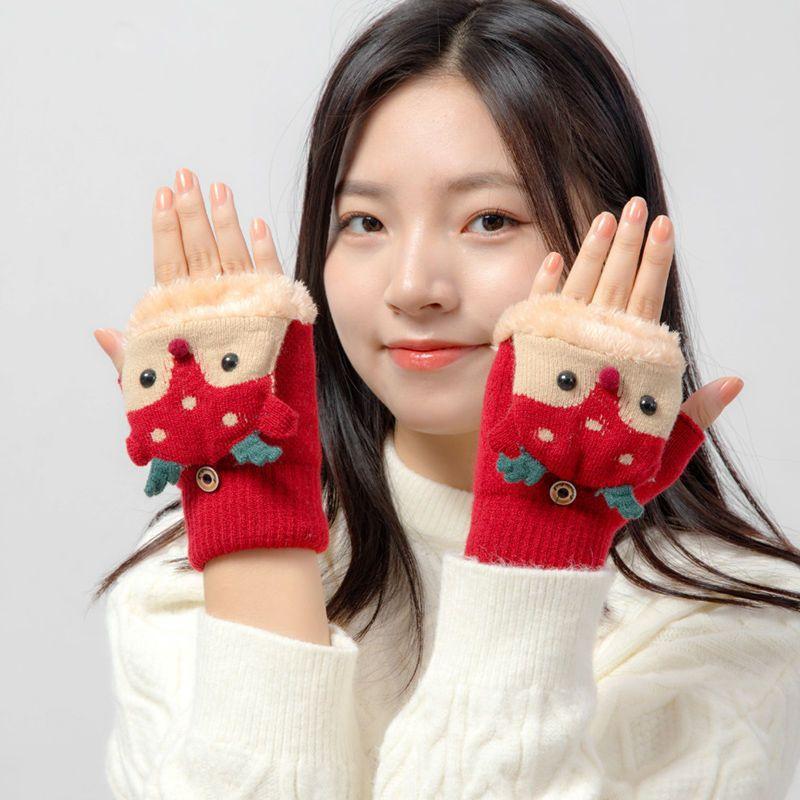 Christmas Deer Flip-Top Gloves