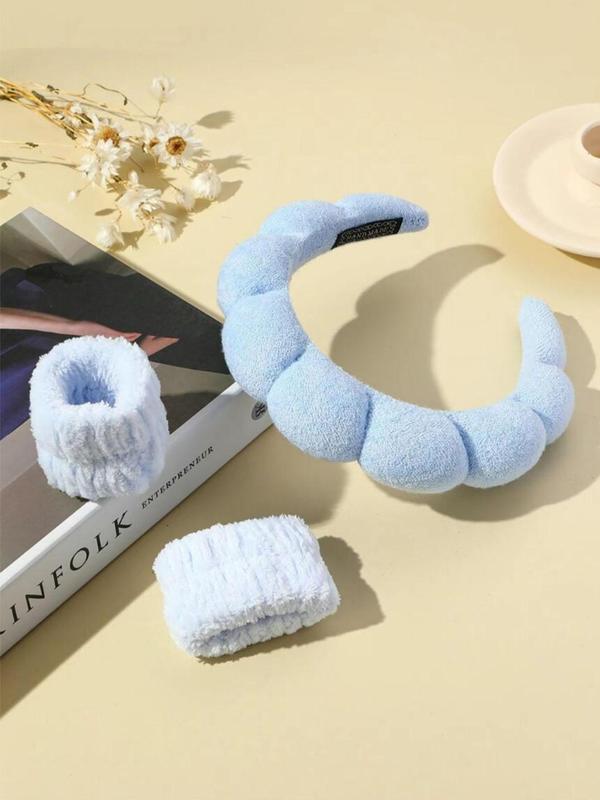 Solid Hair Accessories Set, Including Cloud Design Hair Hoop & Wristband, Fashion Hair Accessories Set for Women & Girls