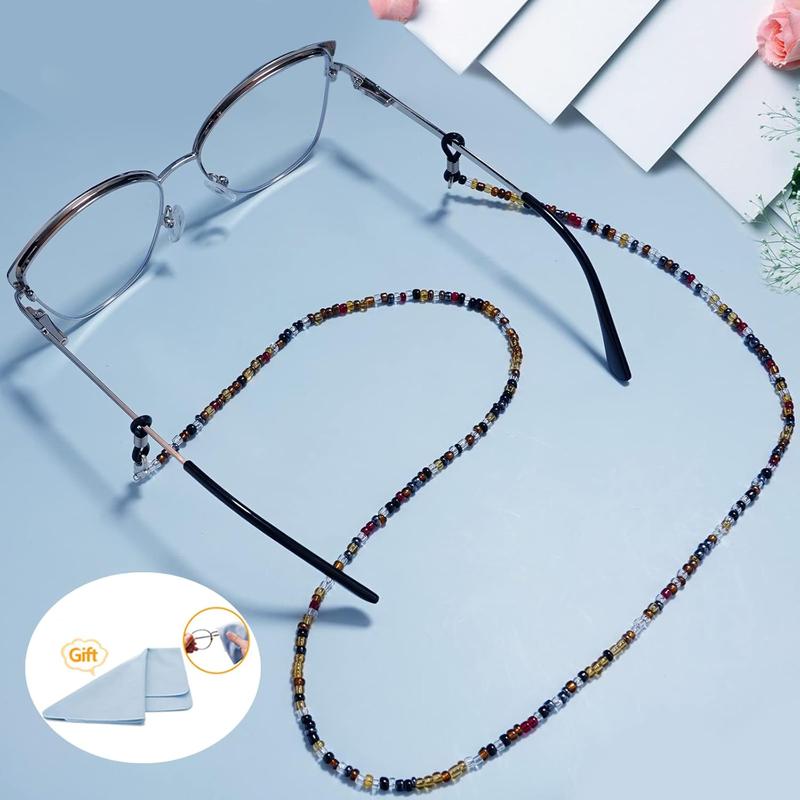 4 Count Beaded Eyeglass Chains for Women and Girls, Sunglass Holder Strap Around Neck, Acrylic Eye glasses Hanger Keeper