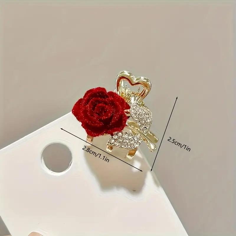 2 6 8 12 Pack Sparkling Rhinestone Rose Flower Decorated Small Hair Clips Elegant Hair Clips Fashion Hair Accessories for Women and Girls