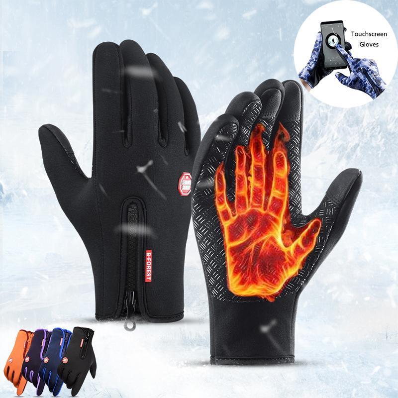 Winter warm touch screen cycling gloves, waterproof velvet sports gloves, fishing waterproof anti-slip touch screen gloves