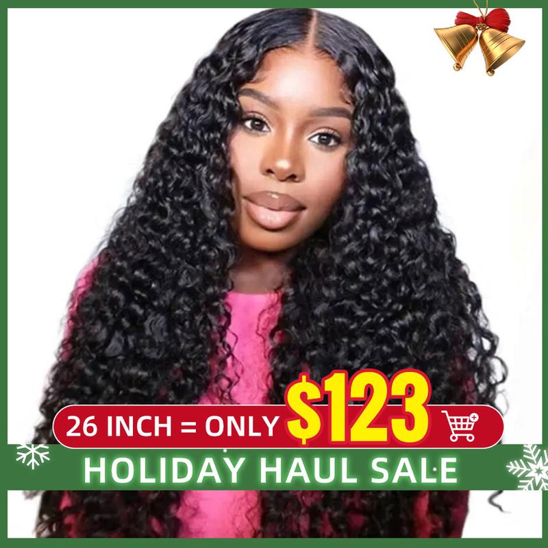 FORGIRLFOREVER 13x6 Water Wave Wig Human Hair Pre Plucked Transparent Lace Frontal Wig Brazilian Water Wave Human Hair Lace Front Wig For Women