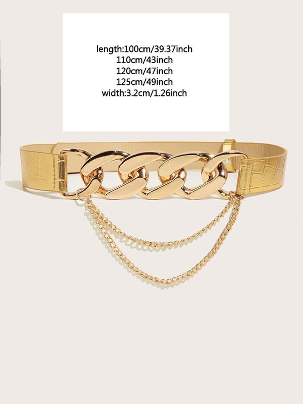 Women's Detachable Chain Decorated Belt, Trendy Exquisite PU Leather Belt, Fashionable Clothes Accessories for Daily & Party Clothing Decoration