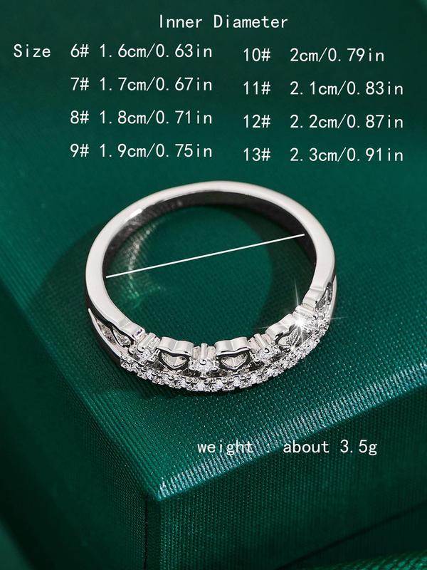 Proposal Elegant Rhinestone Decor Heart Design Hollow-out Engagement Ring for Women, Trendy Vintage Matching Ring, Chic Retro Jewelry As Birthday Gift for Girlfriend Party Daily Use