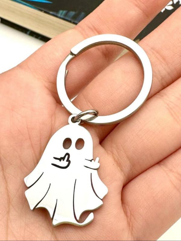 Ghost Design Keychain, Cute Cartoon Halloween Themed  Keychain for Car Key, Backpack & Bag Pendant, Festival Creative Gift