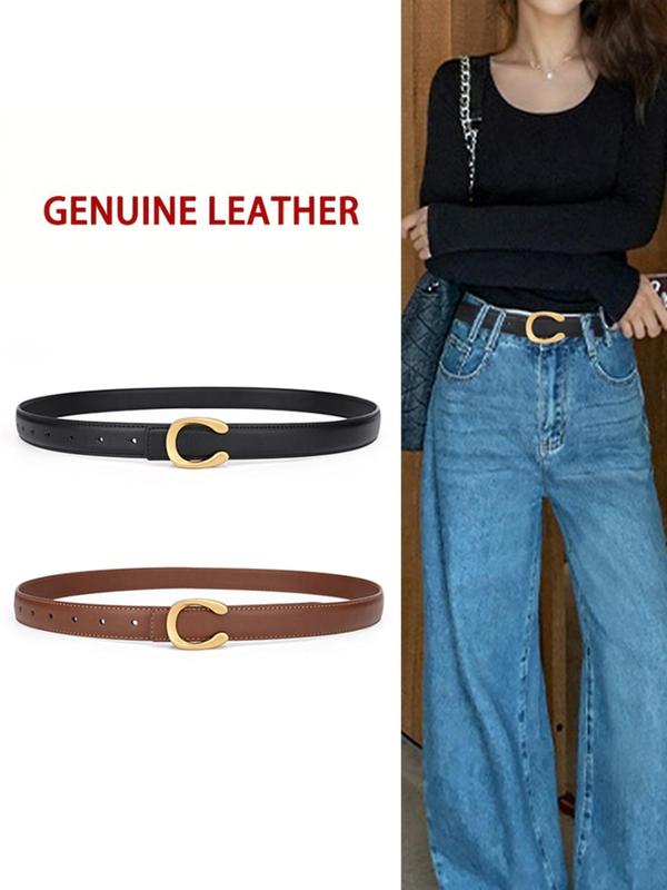 Women's Fashionable Solid Color PU Leather Belt, Casual Waistband for Jeans, Fashion Belt for Party, Daily Clothing Decor, Trendy All-match & Exquisite Belt for Birthday Gift