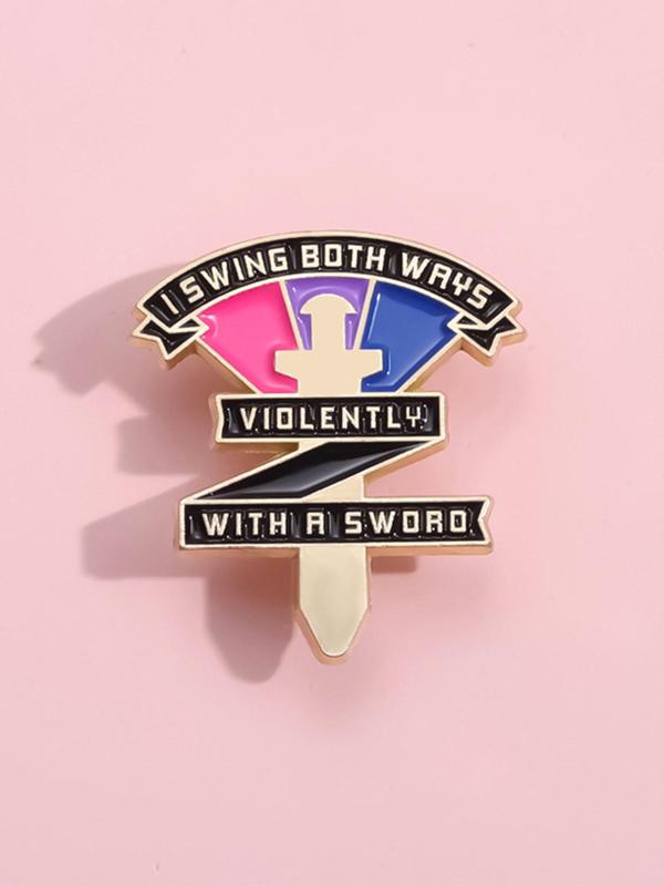 Creative Sword & Letter Design Brooch, Cute Clothes Brooch for Men & Women, Fashion Brooch for Party, Daily Clothing Decor, Trendy All-match & Exquisite Brooch for Birthday Gift