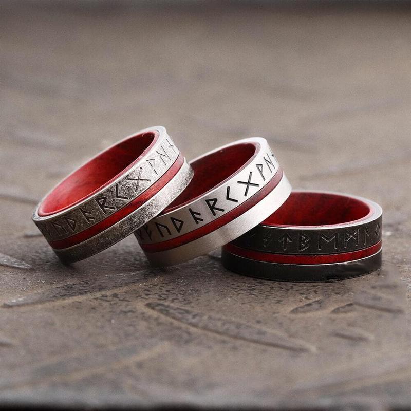 GTHIC Norse Viking Runes Ring for Men Women Viking Jewelry Stainless Steel