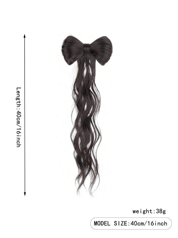 Bow Decor Body Wavy Synthetic Hair Extension, Natural Looking Striking Fluffy Hair Piece for Women, Synthetic Hair Extensions for Daily & Party Use