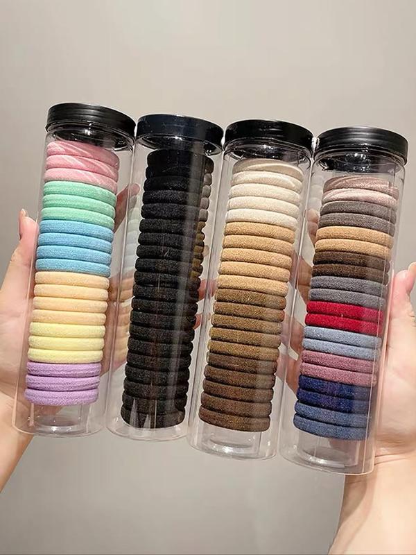 Solid Color Hair Tie Set, 80pcs High Stretch Durable Hair Ties, Traceless Hair Accessories for Women & Girls, Minimalist Headwear Suitable for Daily Use