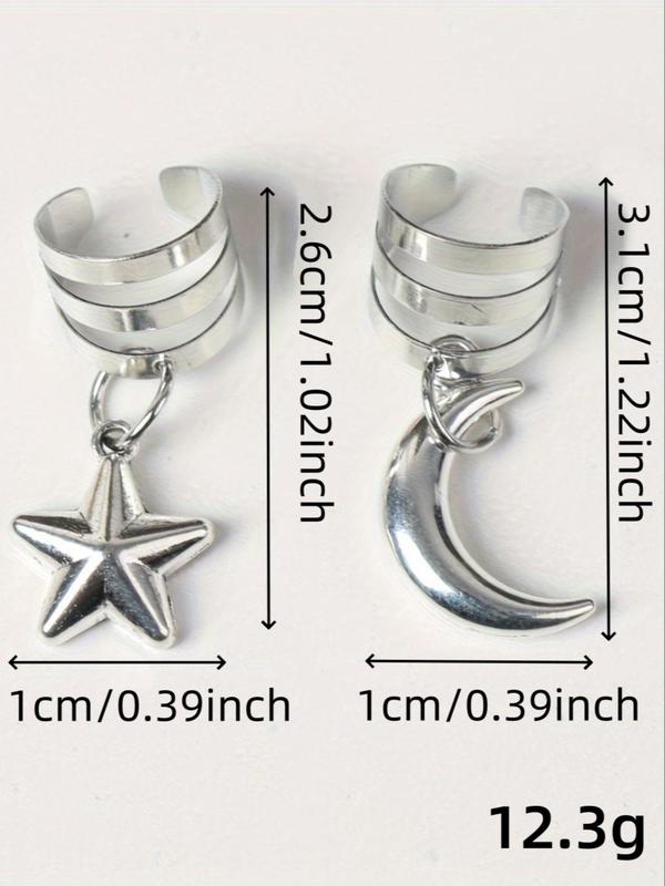 Minimalist Temperament Star & Moon Design Hair Rings, Birthday Gift for Bestie, Women's Hair Accessories for Daily Hairstyles Ideas, Trendy All-match & Exquisite Hair Accessories for Birthday Gift