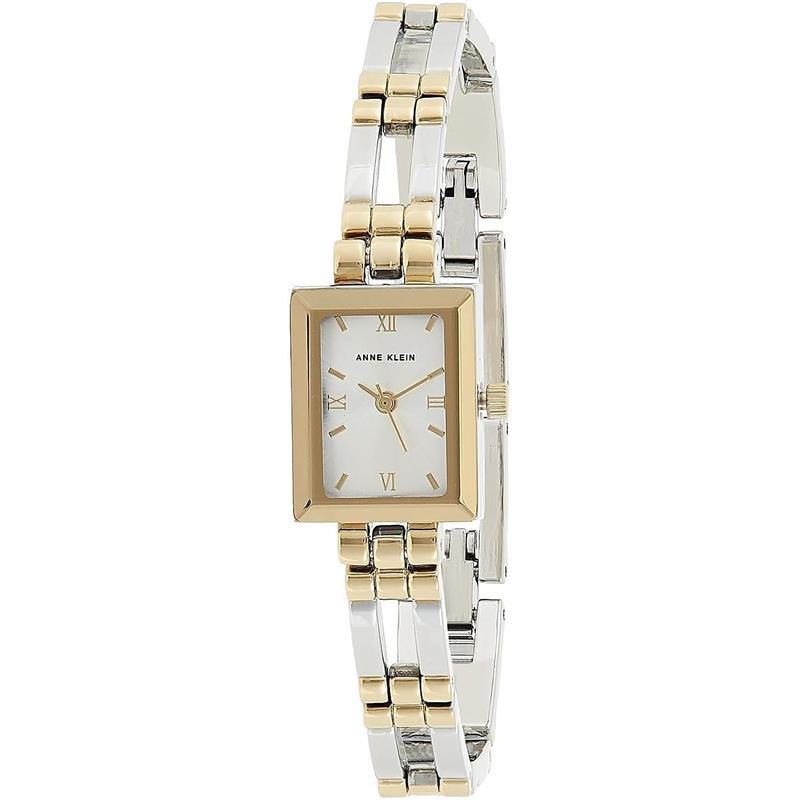 Brand New Anne Klein Women's Bracelet Watch - Silver and Gold Tone Open Link Band, Rectangular Case, Quartz Analog Movement, Water Resistant up to 30m