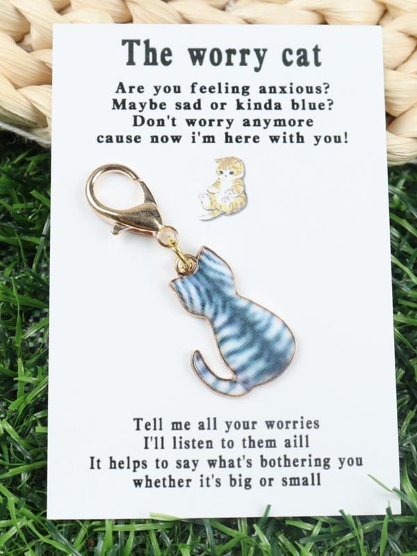 Cute Cat Design Keychain, Boho Style Keychain for Women & Men, Fashion Accessories for Daily Use, Trendy All-match & Exquisite Keychain for Birthday Gift