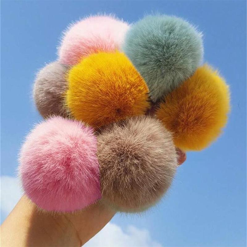 Cute Ball Hair Tie, 4 8 Counts Fuzzy Hair Tie, Hair Accessories for Women & Girls, Minimalist Headwear Suitable for Thick Hair