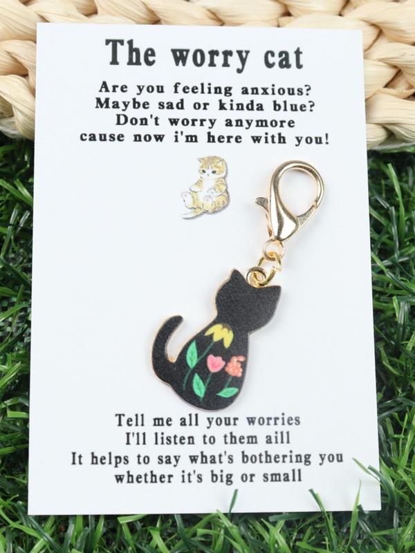 Cute Cat Design Keychain, Boho Style Keychain for Women & Men, Fashion Accessories for Daily Use, Trendy All-match & Exquisite Keychain for Birthday Gift