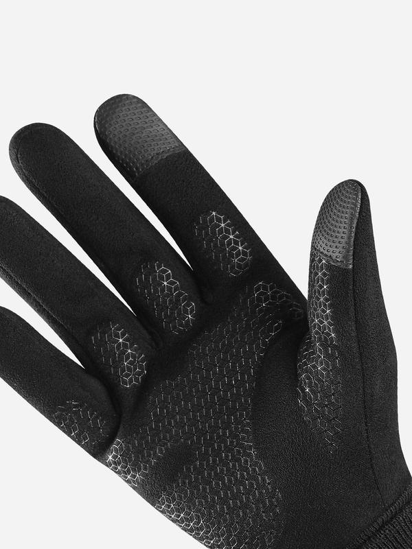 Unisex Letter Pattern Touch Screen Windproof Gloves, Casual Full Finger Cycling Gloves, Reflective Silicone Non-slip Touch Screen Gloves, Outdoor Sports Gloves for Fall & Winter