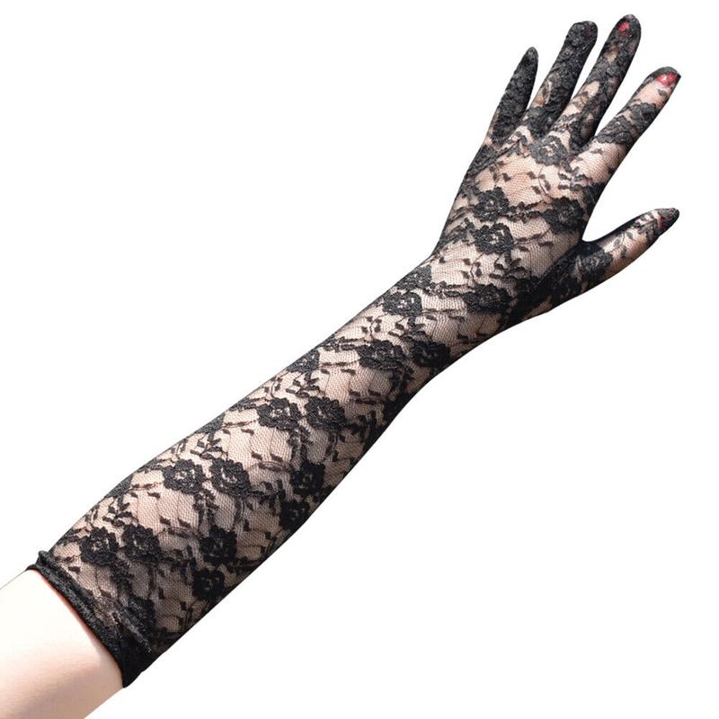 US 16.9'' Sexy Lace Gloves Thin Long Bride Wedding Party Elbow Long Prom Driving