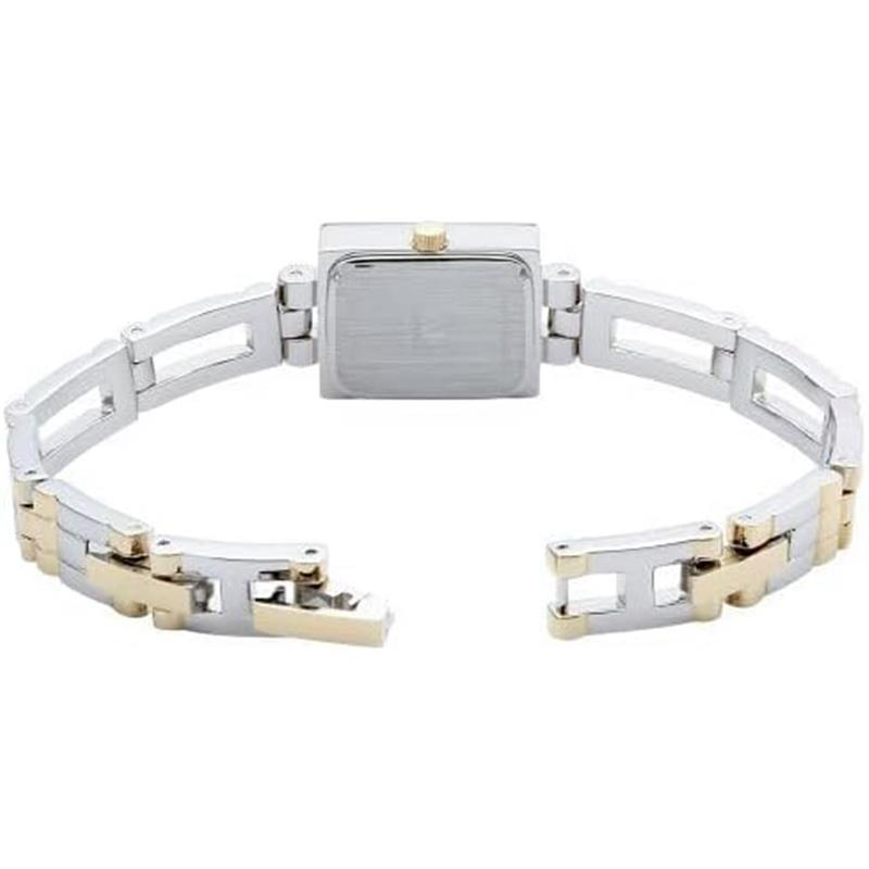 Brand New Anne Klein Women's Bracelet Watch - Silver and Gold Tone Open Link Band, Rectangular Case, Quartz Analog Movement, Water Resistant up to 30m