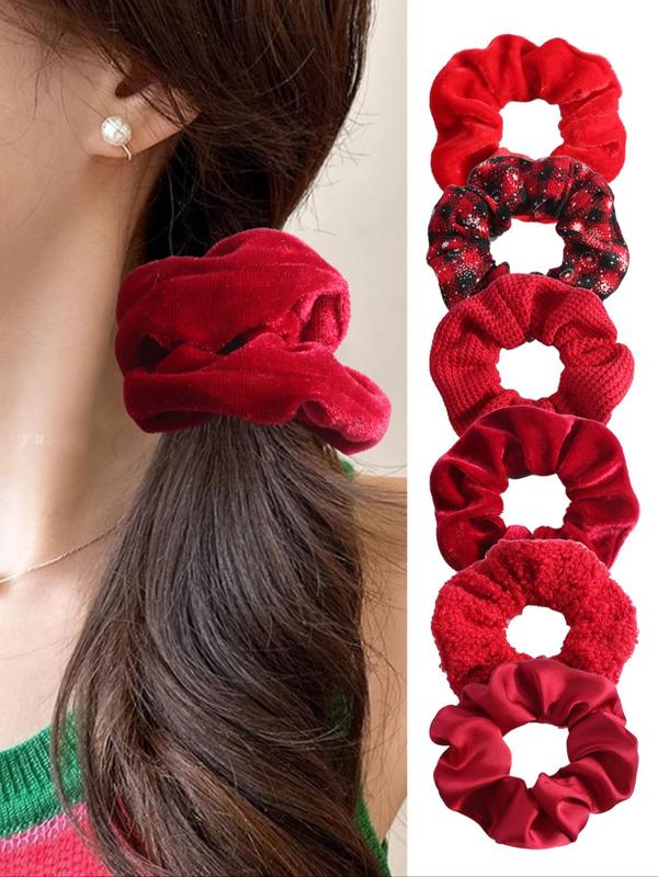 Cute Christmas Themed Hair Scrunchies, Soft Hair Tie, High Stretch Hair Tie, Fashion Hair Accessories for Women & Girls