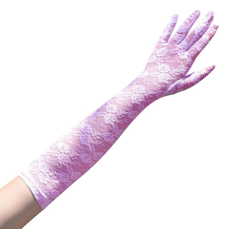 US 16.9'' Sexy Lace Gloves Thin Long Bride Wedding Party Elbow Long Prom Driving