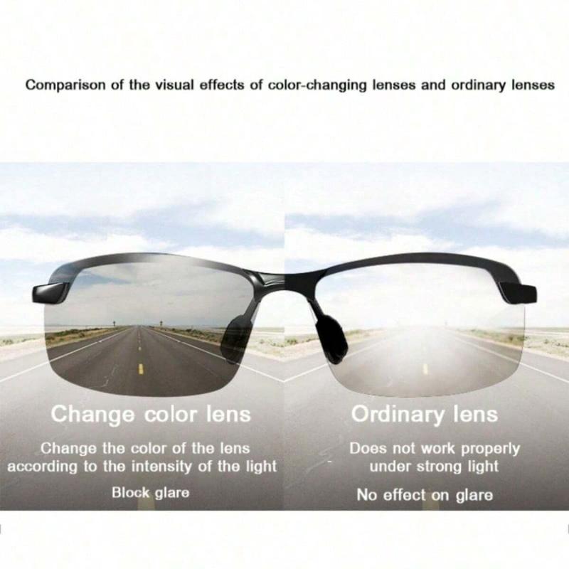 Men's Photochromic Polarized Glasses - Outdoor Driving, Fishing, Hiking Eyewear for Day & Night, High-Quality Anti-Radiation Mixed Color PC Shades