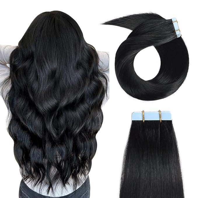 YILITE Tape in Hair Extensions Human Hair 20Pcs Skin Weft Remy Hair