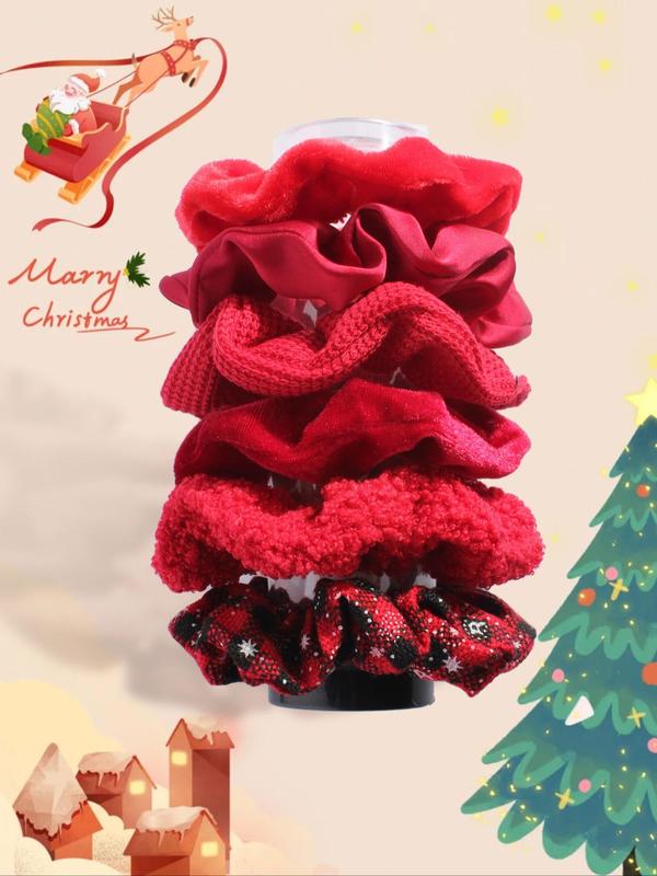 Cute Christmas Themed Hair Scrunchies, Soft Hair Tie, High Stretch Hair Tie, Fashion Hair Accessories for Women & Girls