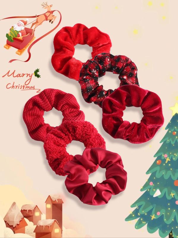 Cute Christmas Themed Hair Scrunchies, Soft Hair Tie, High Stretch Hair Tie, Fashion Hair Accessories for Women & Girls