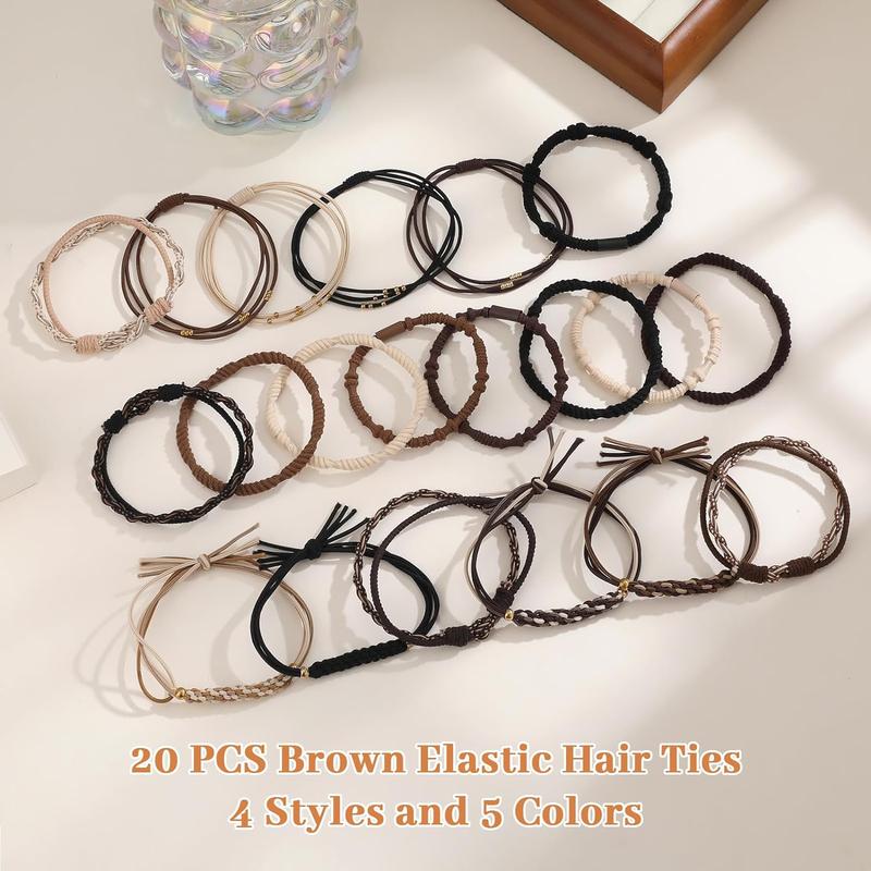 Boho Style Hair Band Set in 5 Neutral Colors - 4 Styles - Suitable for All Hair Types - 24 & 20 Pack - Hair Safe