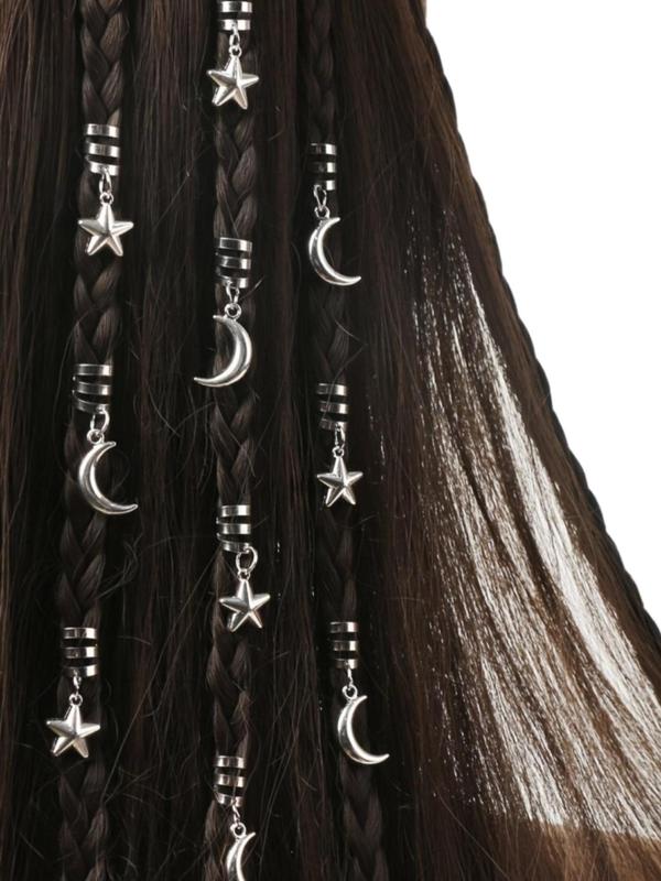 Minimalist Temperament Star & Moon Design Hair Rings, Birthday Gift for Bestie, Women's Hair Accessories for Daily Hairstyles Ideas, Trendy All-match & Exquisite Hair Accessories for Birthday Gift