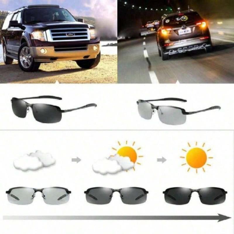 Men's Photochromic Polarized Glasses - Outdoor Driving, Fishing, Hiking Eyewear for Day & Night, High-Quality Anti-Radiation Mixed Color PC Shades