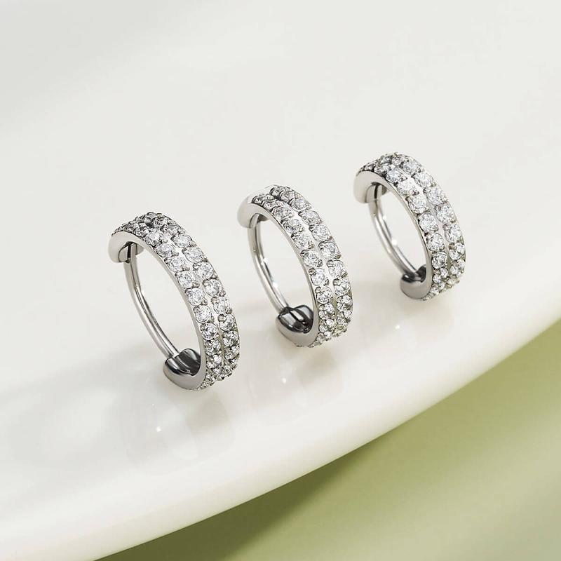 Oufer 20G Double Row CZ Hinged Segment Nose Ring-316L Stainless Steel