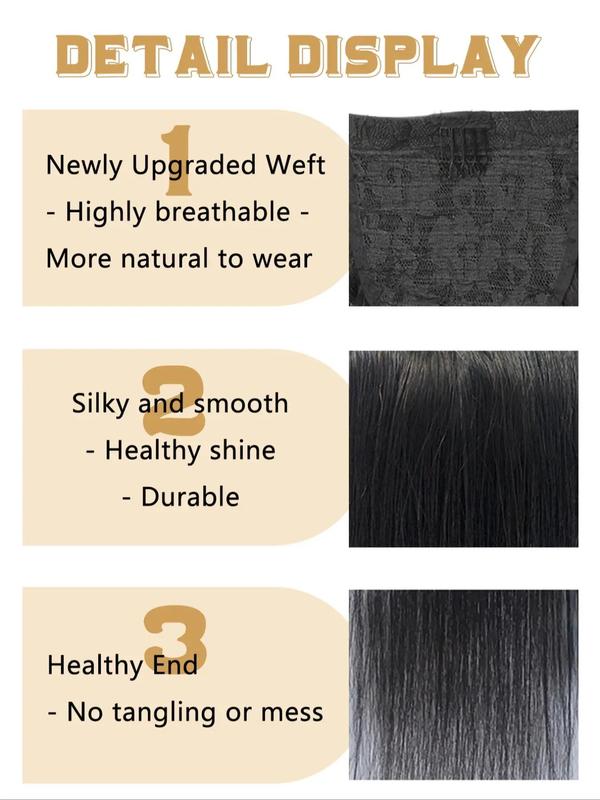 26 Inch Long Straight Ponytail Extension, Natural Fluffy Synthetic Heat Resistant Fiber Hair Wigs Hairpiece for Women, Heat Resistant Wrap Around Ponytail Black Hairpiece for Daily Use