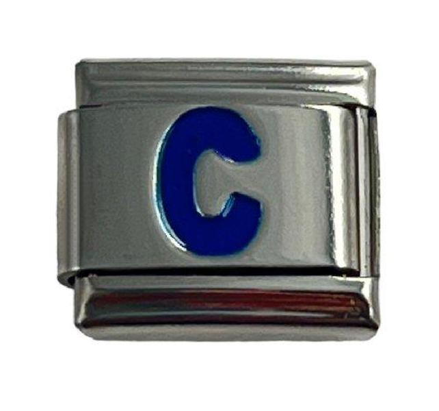 Italian Charm Link Blue Letter C 9mm