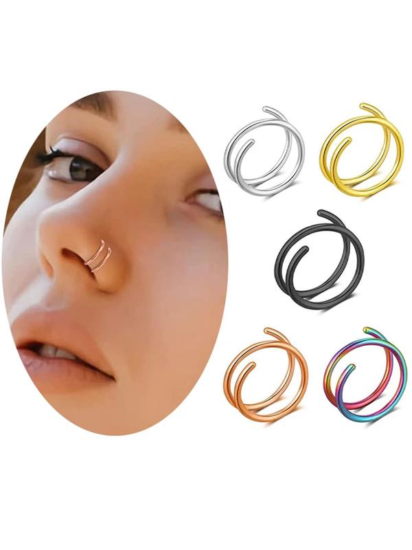 Unisex Cute Trendy Stainless Steel Nose Ring & Lip Ring & Earring Set, Colorful Casual Nose Ring & Lip Ring & Earring Set, Fashionable Jewelry As Gift