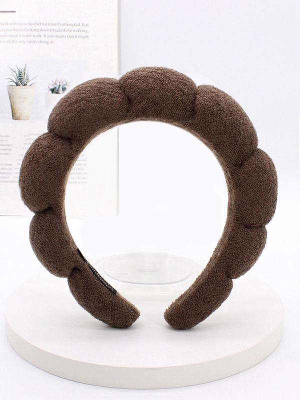 Solid Color Thick Sponge Hair Hoop For Warm & Winter, Textured Design Lovely Cute Hair Accessories For Women