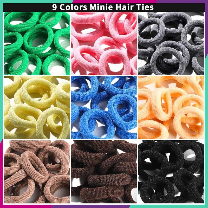 Hair Accessories Set - 1200 Small Colorful Hair Elastics Ties, 100 Hair Ties for , , and