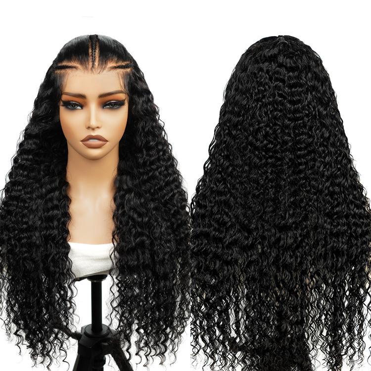 Wiggins Hair 180% Stylist Wig Pre Braided Lace Front Wigs Pre Cut Lace Wig Human Hair Water Wave 6x8 Lace Closure Wigs