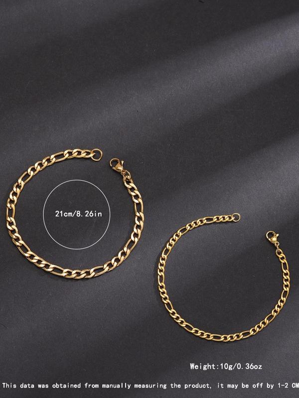 2pcs set Unisex Chain Bracelet, Casual Trendy Hip-hop Stainless Steel Bracelet, Fashionable Accessories for Daily & Party Decoration