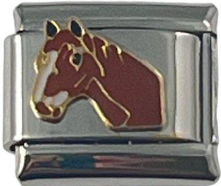 Italian Charm Link Brown Horse Head 9mm