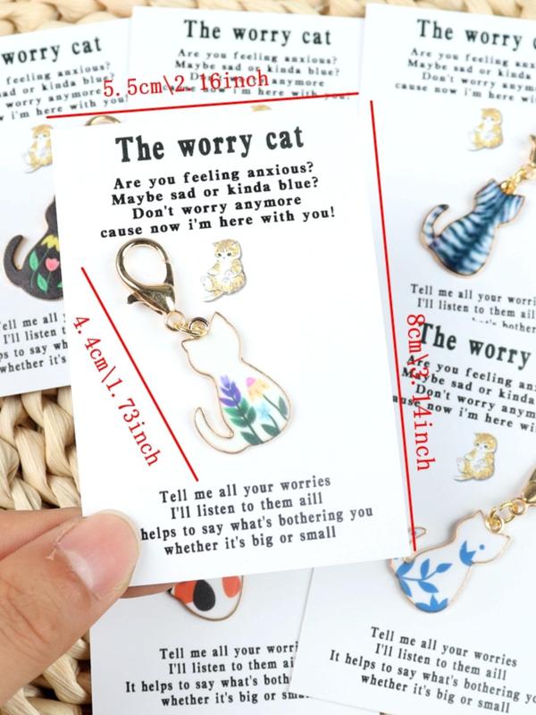 Cute Cat Design Keychain, Boho Style Keychain for Women & Men, Fashion Accessories for Daily Use, Trendy All-match & Exquisite Keychain for Birthday Gift