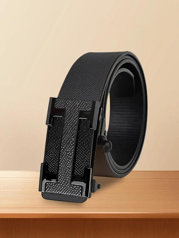 Men's Automatic Buckle Belt As Gift, Business Casual PU Leather Belt for Work Office, Fashion Belt for Party, Daily Decor, Trendy All-match & Exquisite Belt for Birthday Gift