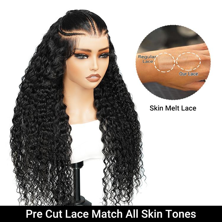 Wiggins Hair 180% Stylist Wig Pre Braided Lace Front Wigs Pre Cut Lace Wig Human Hair Water Wave 6x8 Lace Closure Wigs