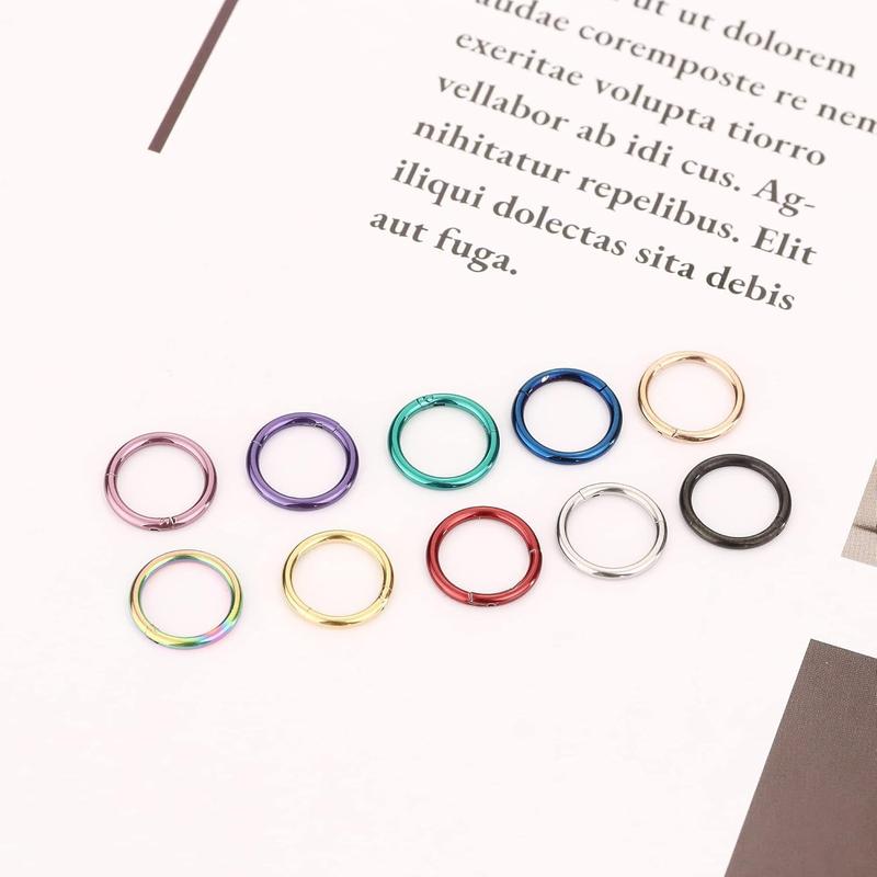 BESTEEL 10 Pcs 16G 18G Hinged Clicker Nose Rings Helix Cartilage Daith Hoop Earrings for Women Men Septum Tragus Sleeper Conch Piercing Earring Set 8-12MM