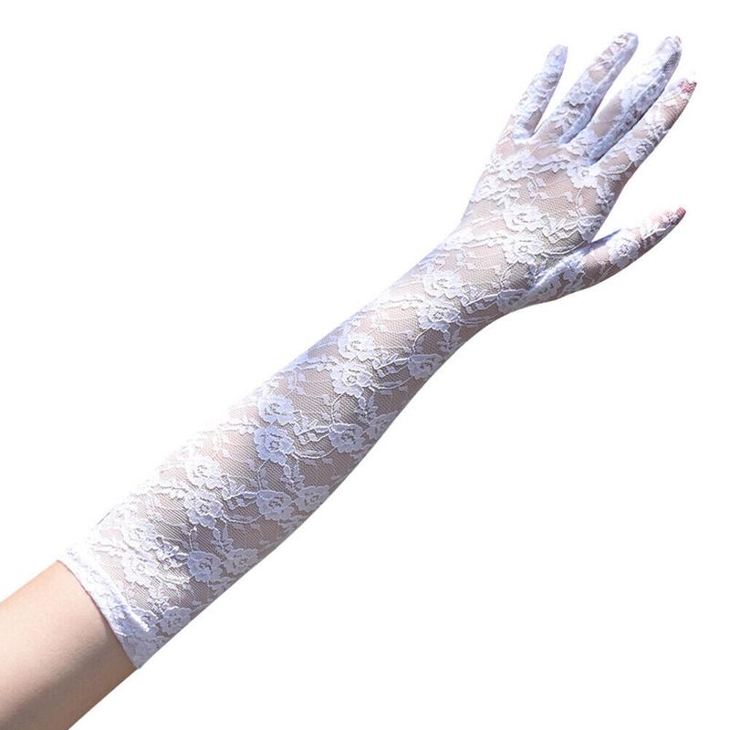 US 16.9'' Sexy Lace Gloves Thin Long Bride Wedding Party Elbow Long Prom Driving